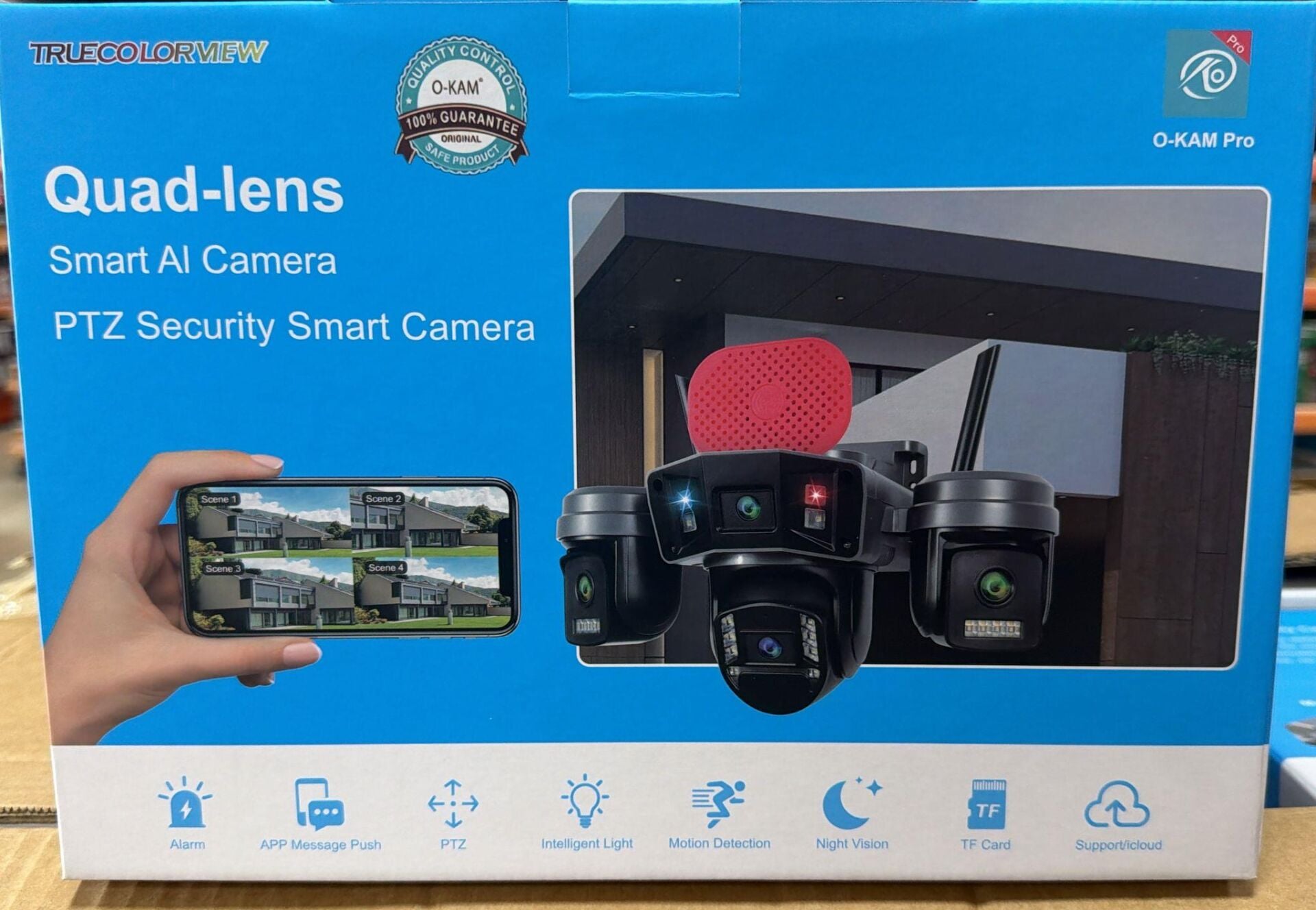 O-KAM OK-240 Premium Wifi 4 LENS Mikrofon + Hoparlör + Siren + ÇAKAR + Alarm Kamera