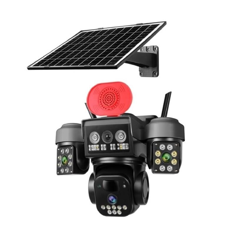 O-KAM 5220 3 Lens Siren + Mikrofon + Hoparlör Wifi Solar Güneş Panelli Kamera