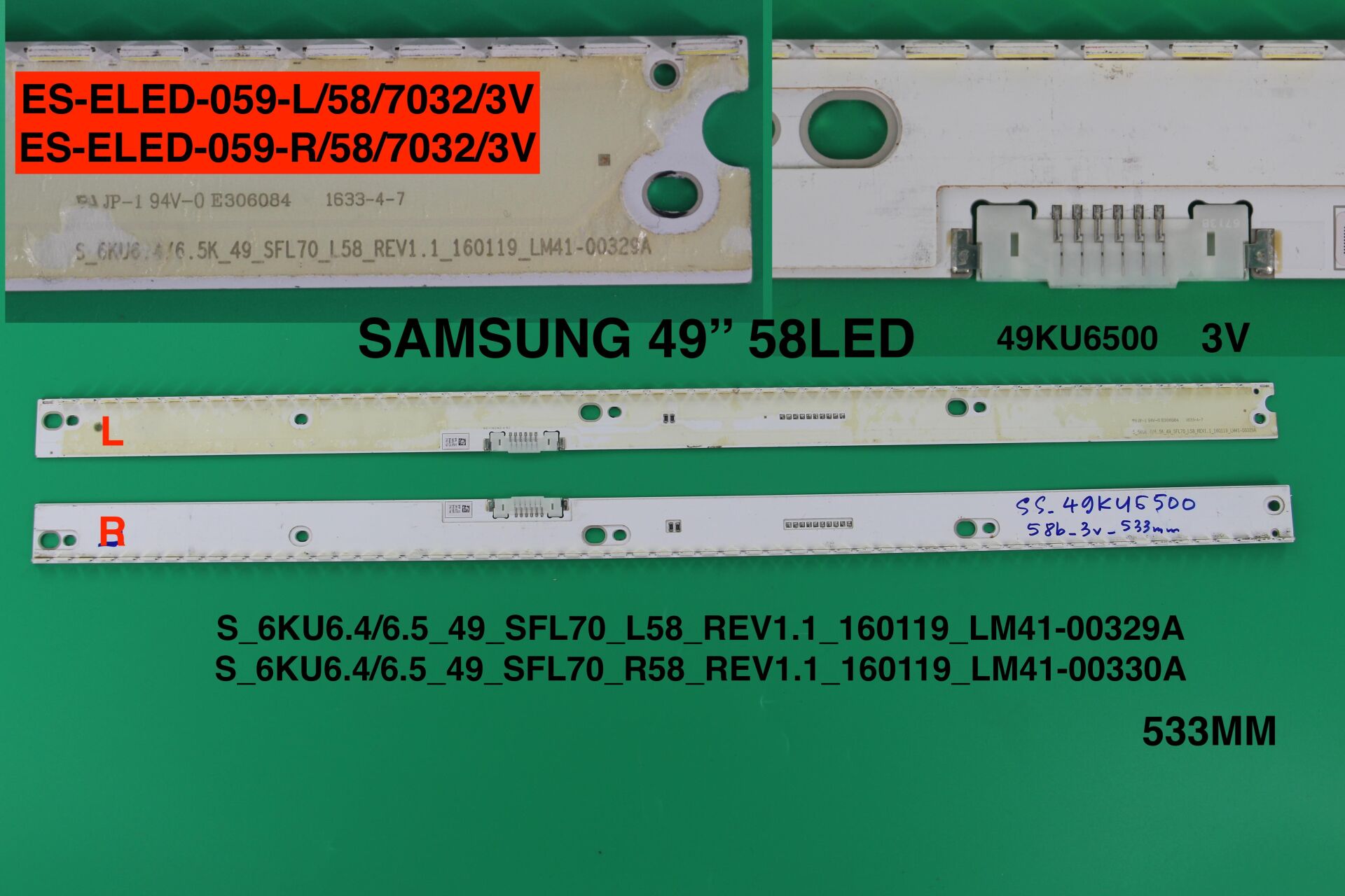 TV LED BAR 2116 2 Lİ ÇUBUK-49KU6500-UE49MU6500-UE49MU6459-UE49MU6455U-ELED-059-WİNKEL
