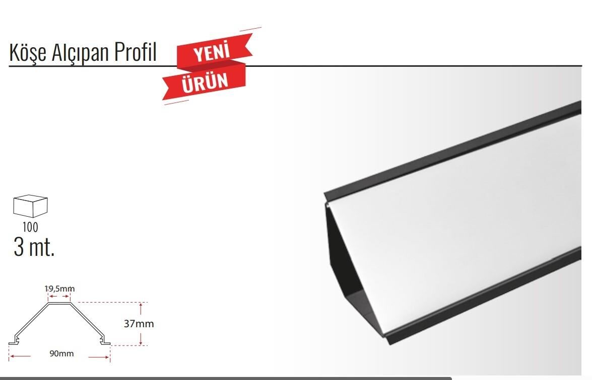 ALÇIPAN KÖŞE ALİMİNYUM LED PROFİLİ SİYAH  KAPAK DAHİL 90*37  YP-0070 1 BOY 3 mt FİYATIDIR