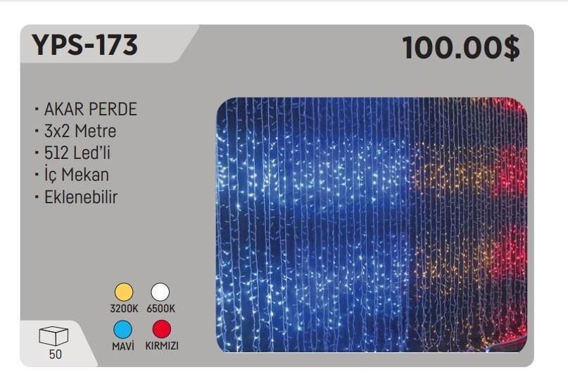 YCL YPS-173M PERDE LED AKAR 3X2 MT MAVİ 512 LEDLİ 220 VOLT EKLENEBİLİR İÇ MEKAN YILBAŞI SÜ