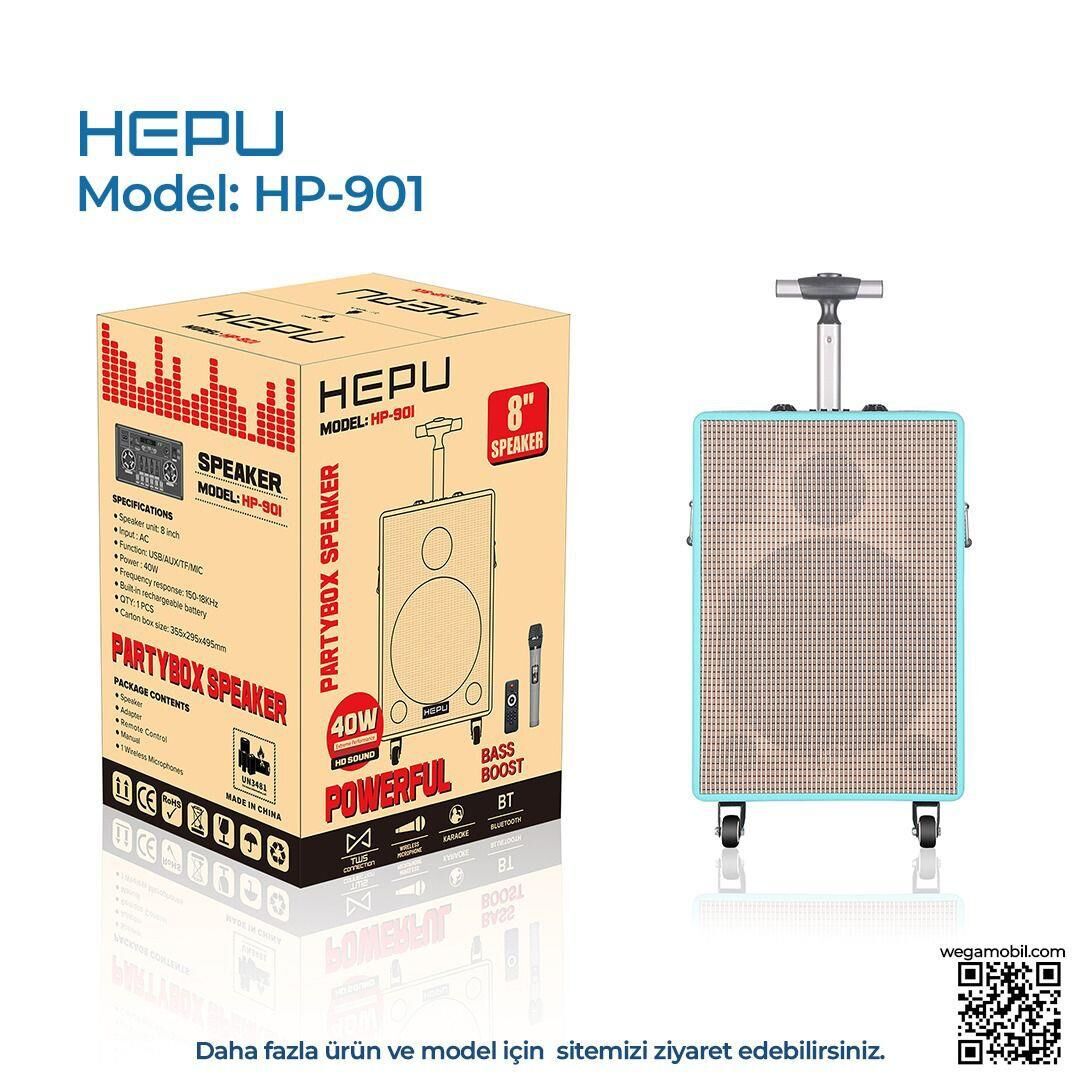 HEPU HP-901 8'' 20 CM KABLOSUZ 1 EL MİKROFON ŞARJLI MÜZİK KUTUSU & MEVLÜT ANFİSİ