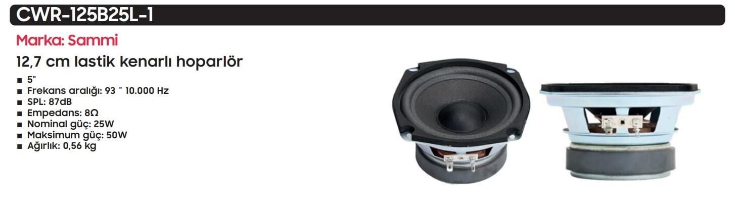 SAMMİ CWR-125B25L-1 13 CM 25 W 8 OHM YEDEK HOPARLÖR