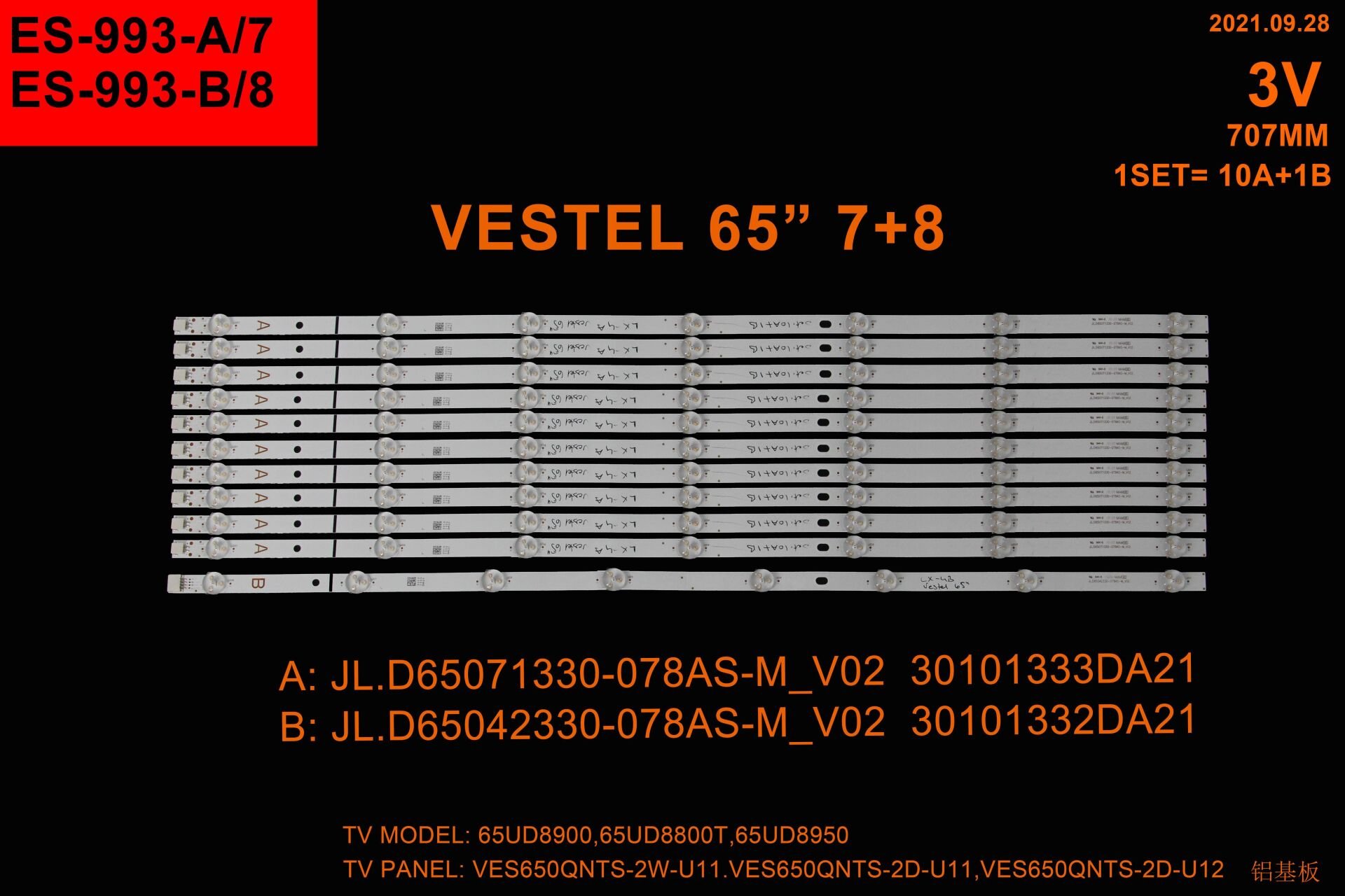 TV LED BAR -2363 TAKIM 11 Lİ-65UD8900-65UD8950-65UD8800-65R7040U-ES-993-WİNKEL