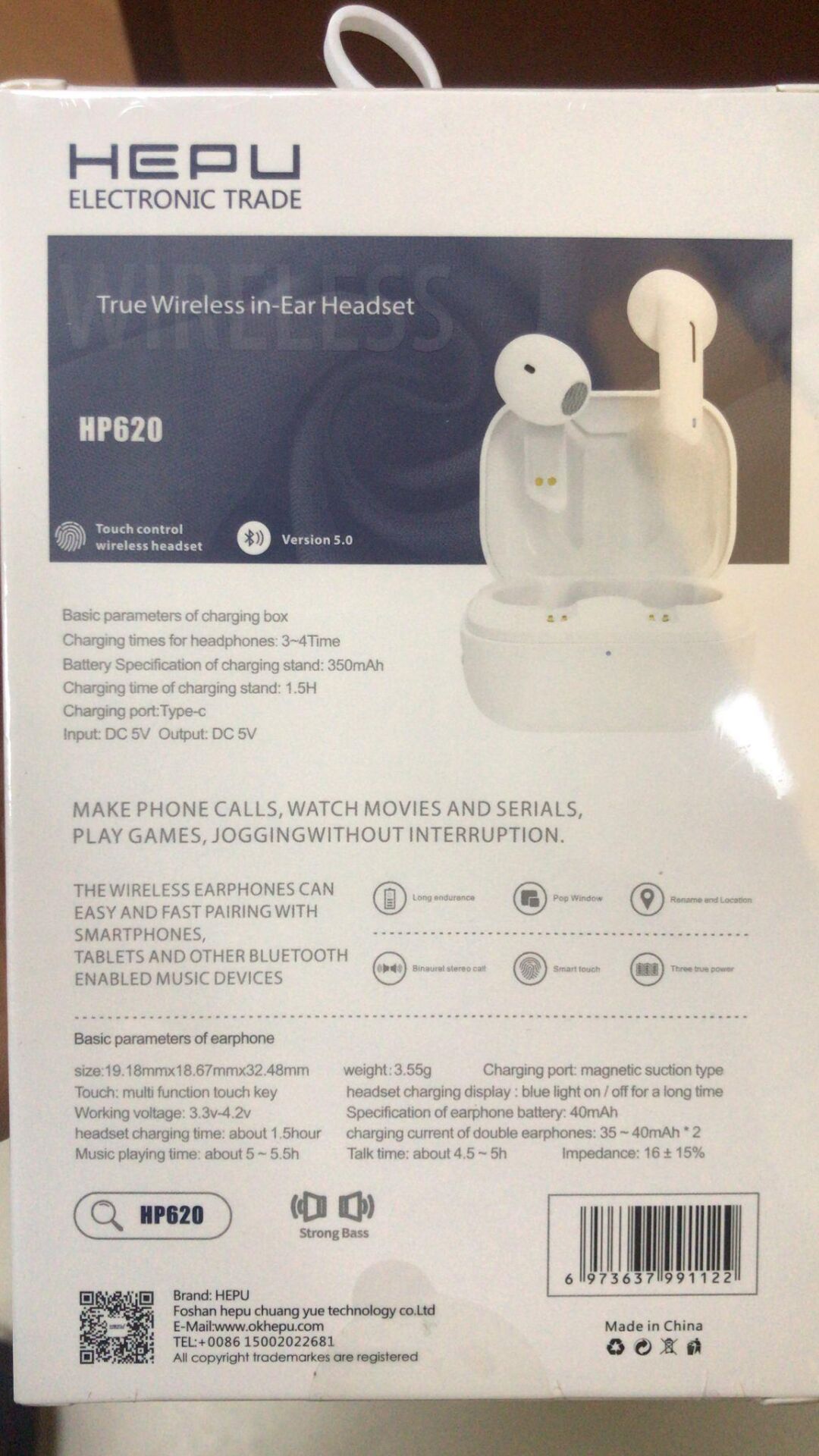 HEPU HP620 TRUE WIRELESS ŞARJLI KUTULU BLUETOOTH KULAKLIK