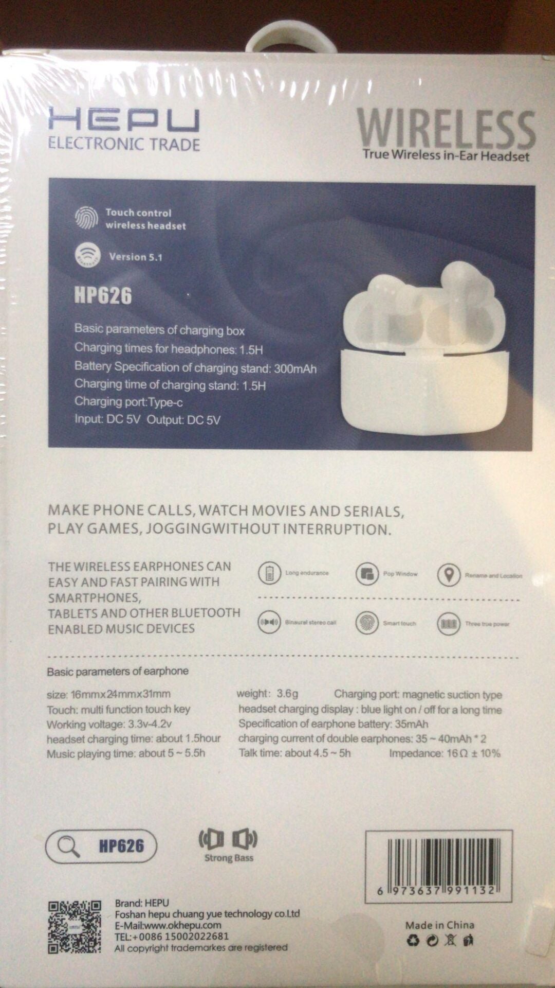 HEPU HP626 TRUE WIRELESS ŞARJLI KUTULU BLUETOOTH KULAKLIK