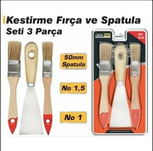 BOYA FIRÇASI 1 NO-1,5 NO VE 50 MM SPATULA SETİ 3LÜ-ÖZŞ-8148