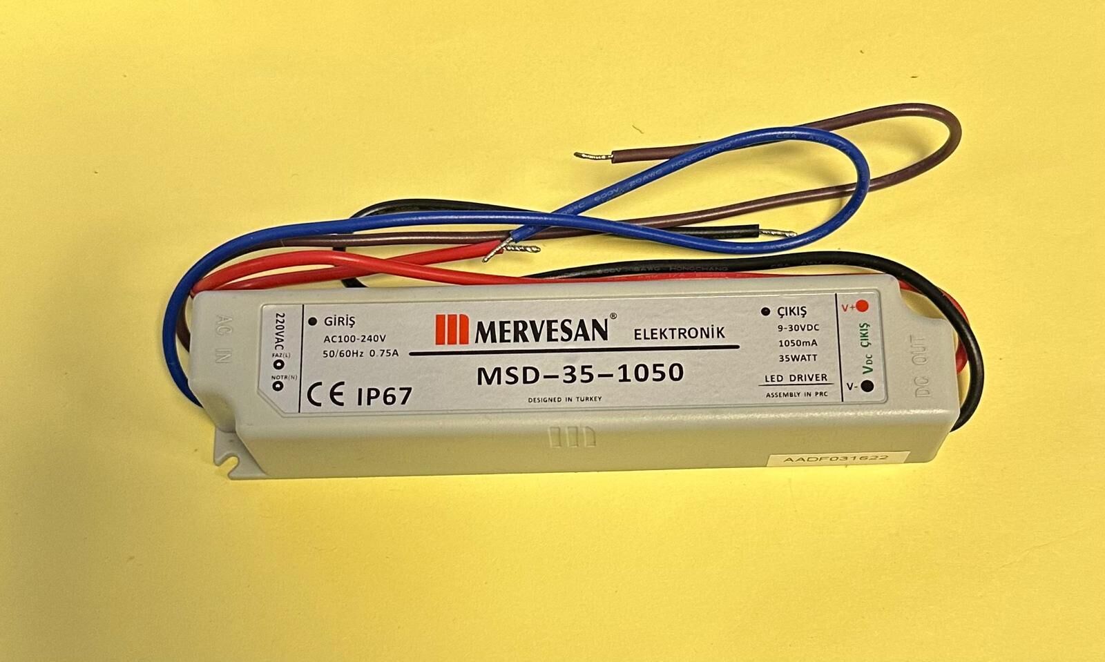 MERVESAN MSD-35-1050MA ÇIKIŞ 9-30 VOLT IP 67 LED TRAFOSU