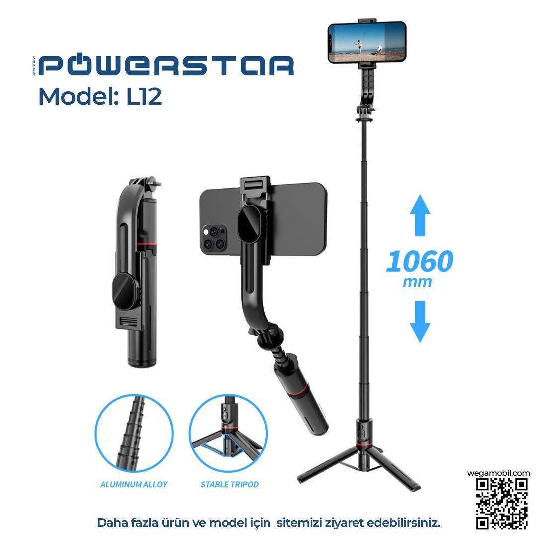 TRIPOD + SELFİE ÇUBUĞU POWERSTAR L12 106CM