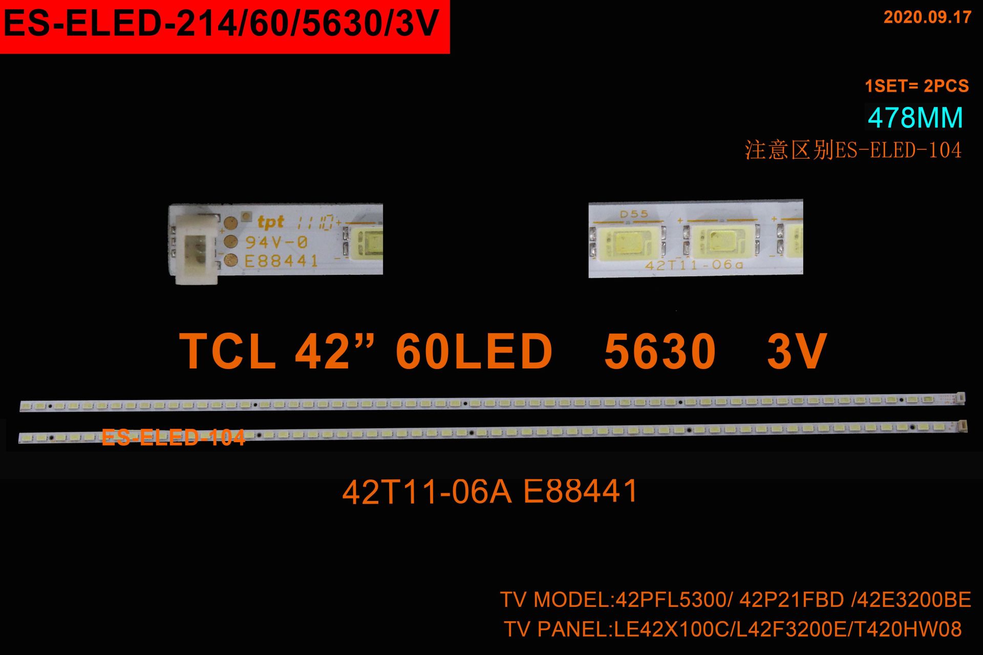 TV LED BAR -2268 2 Lİ ÇUBUK-42LV3550-42LV3400-42LV550-ELED214-WİNKEL