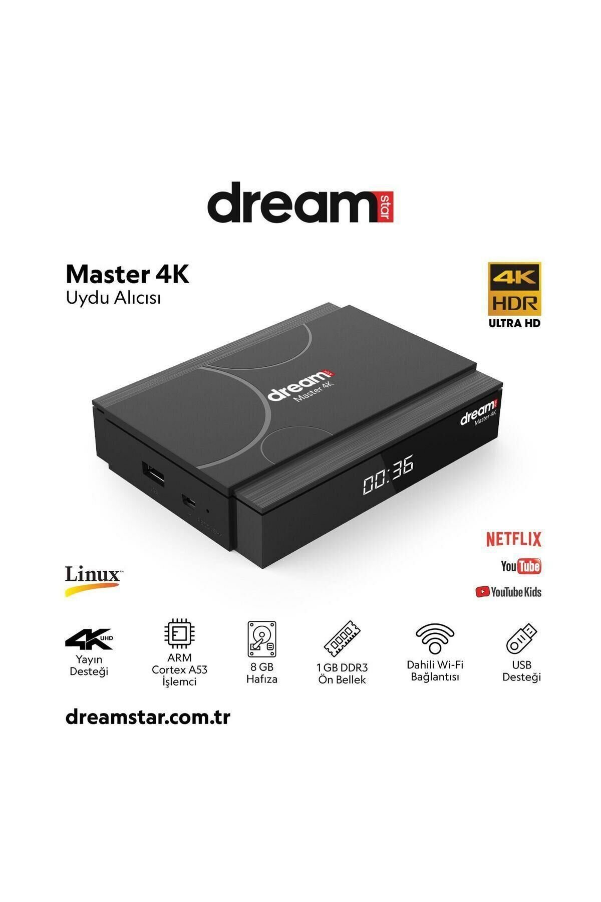DREAMSTAR MASTER 4K LİNUX 4K ULTRA HD WİFİ USB UYDU ALICISI