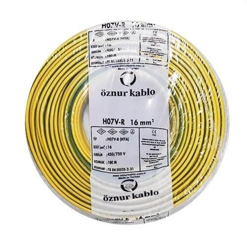 NYA KABLO 1X16 LIK SARI YEŞİL ÖZNUR 1 MT FİYATIDIR