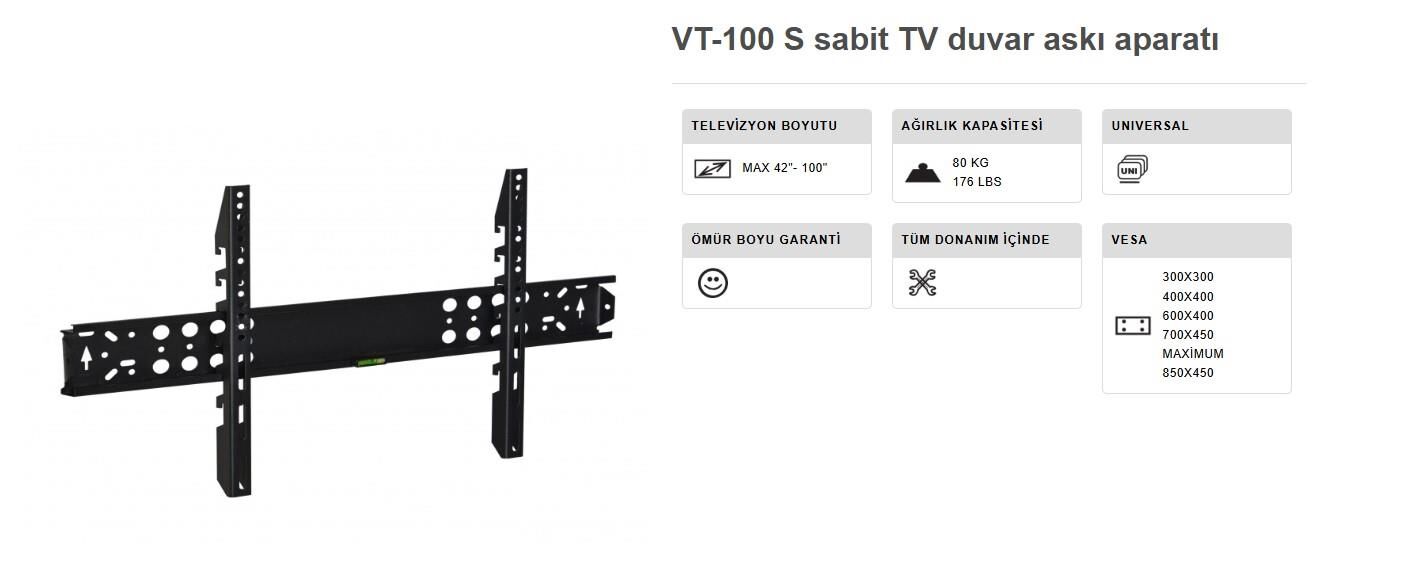 TV ASKI APARATI 42-100 İNÇ SABİT 10X90 CM VONTECH VT 100S