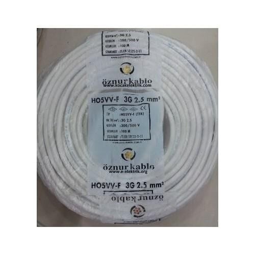 TTR KABLO 3X2,5 BEYAZ ÖZNUR-HES 1 MT FİYATIDIR