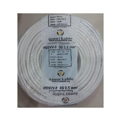 TTR KABLO 3X2,5 BEYAZ ÖZNUR-HES 1 MT FİYATIDIR