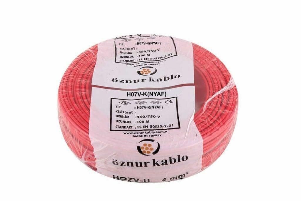 NYAF KABLO 1X10 LUK KIRMIZI ÖZNUR-HES 1 MT FİYATIDIR