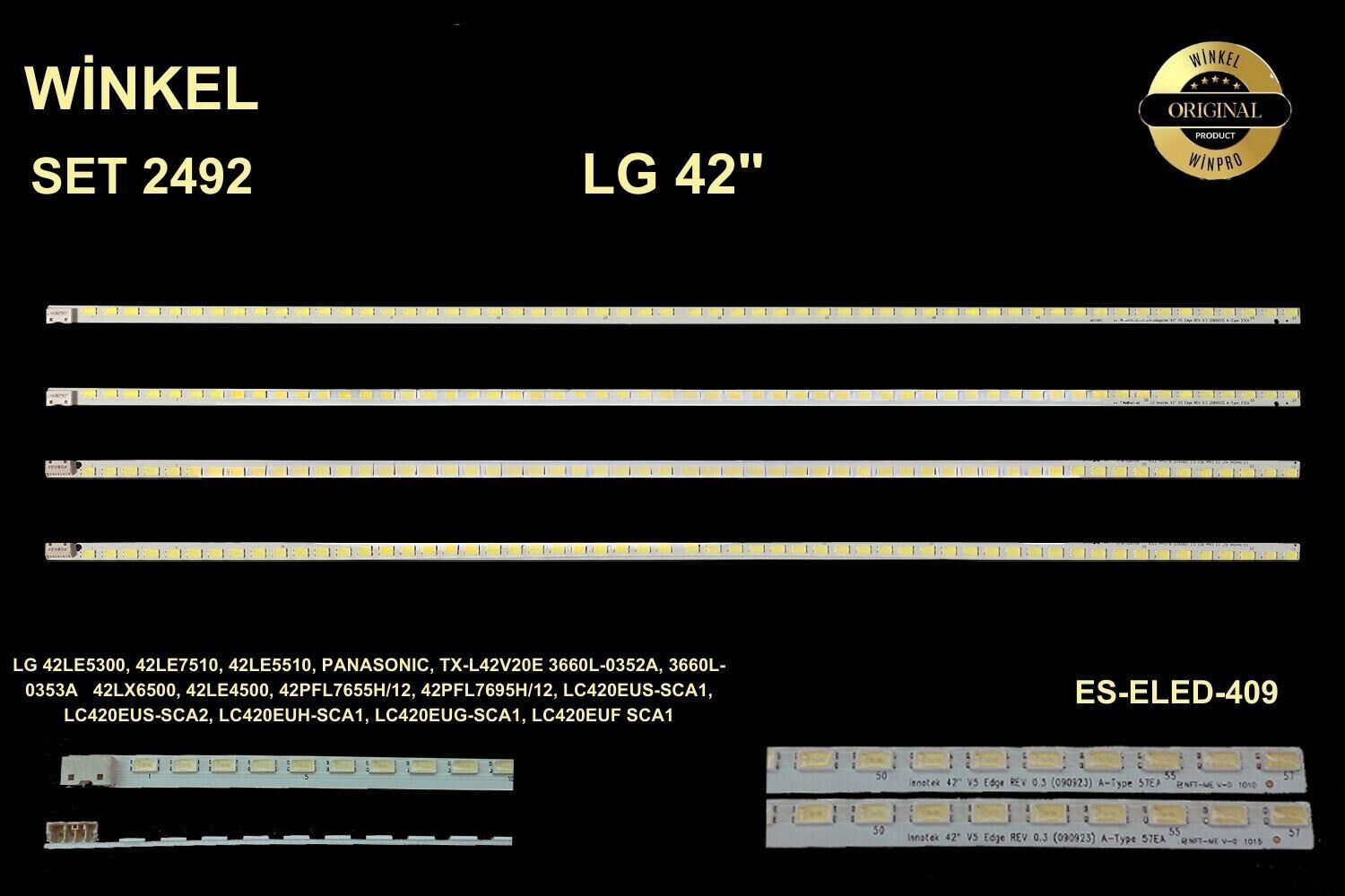 TV LED BAR 2492 4 ÇUBUK-ELED-42LE5300-42LE7510-42LE5510-42LE5500-42LE5310-ELED409-WİNKEL