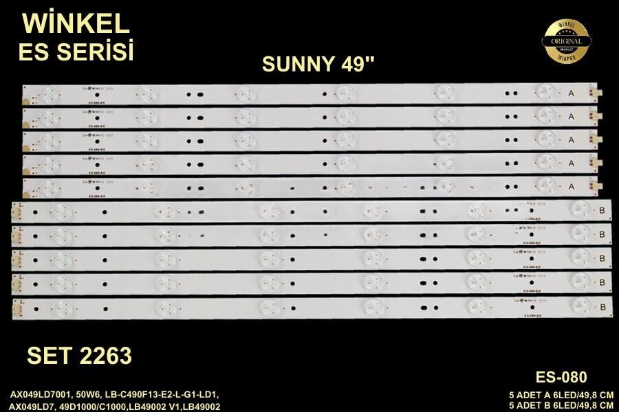 TV LED BAR 2263 TAKIM 10 LU-SN049DLDJ820-C490F13-SN049DLDJ820-STCFSN049-ES-080-WİNKEL