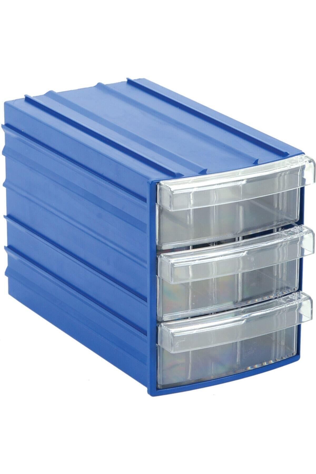 ÇEKMECE PLASTİK MAVİ ŞEFFAF OWAL 3 ÇEKMECELİ NO:93-ÖLÇÜLER 90X110X160