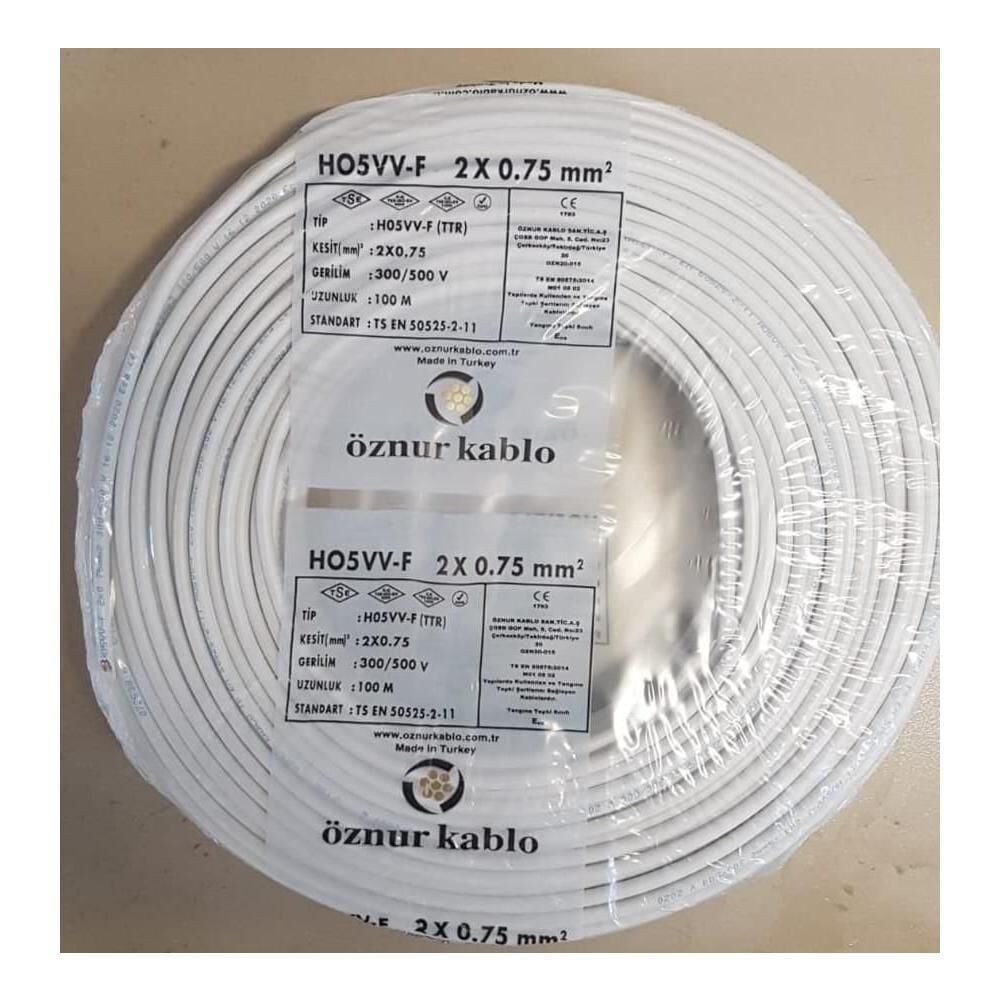 TTR KABLO 2X0,75 BEYAZ ÖZNUR-HES 1 MT FİYATIDIR