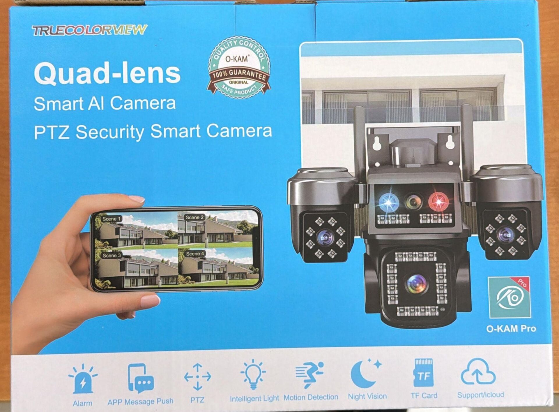 O-KAM OK-202PLUS  Wifi 4 LENS Mikrofon + Hoparlör + Siren + Alarm Kamera