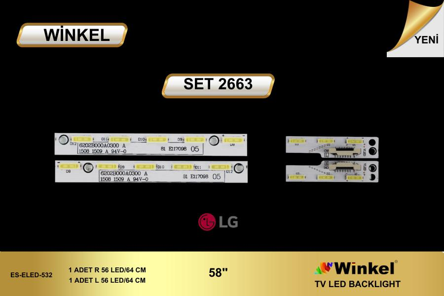 TV LED BAR 2663 2 Lİ ÇUBUK-56 LED 64 CM 58UH635V-ZA,6202B0009Z300-ELED532-WİNKEL