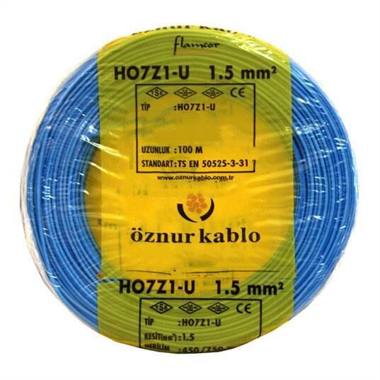 NHXMH YANMAZ KABLO 1,5 LUK MAVİ ÖZNUR-HES 1 MT FİYATIDIR